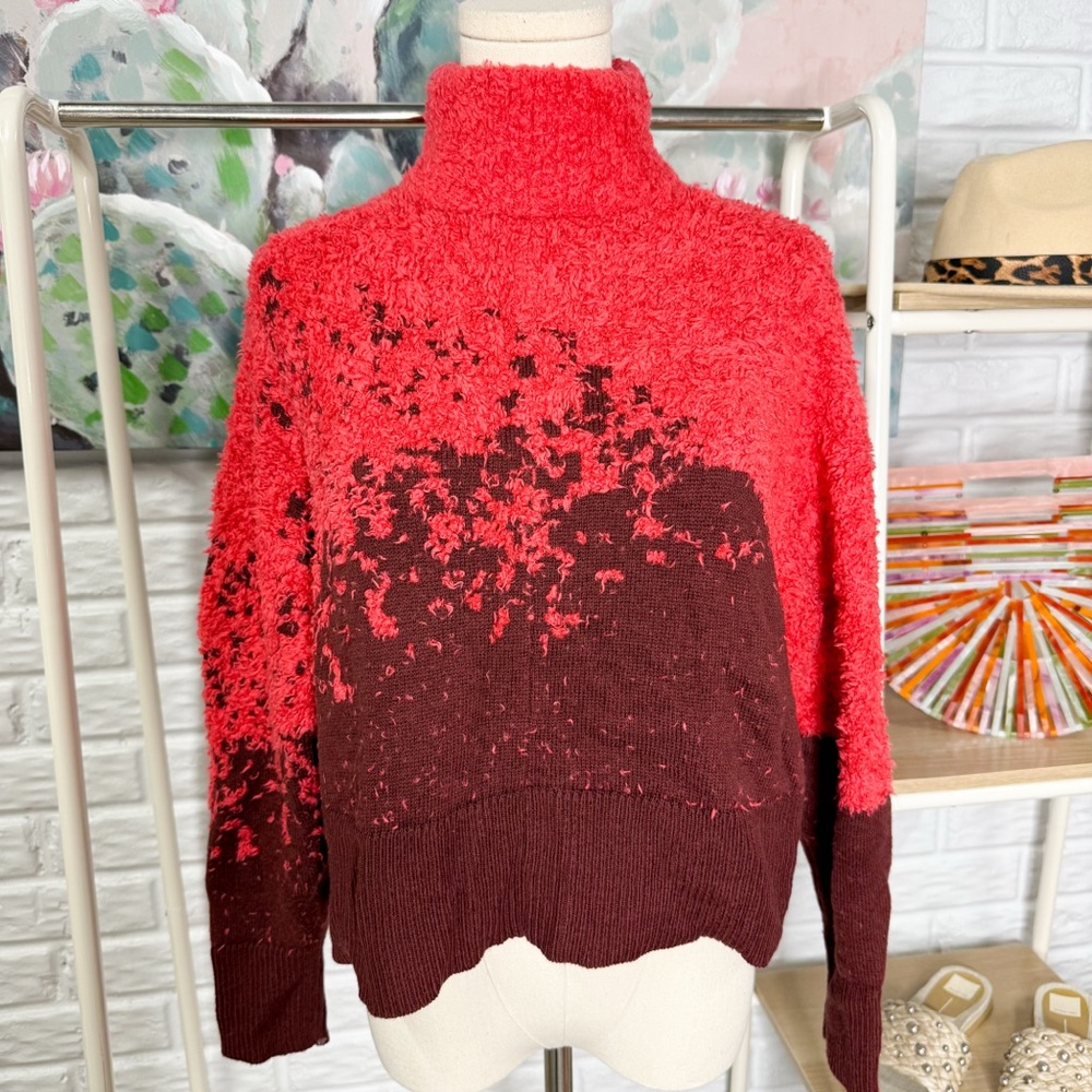 Lululemon Ombre Knit Textured Turtleneck Sweater in Red Merlot / Carnation (0)